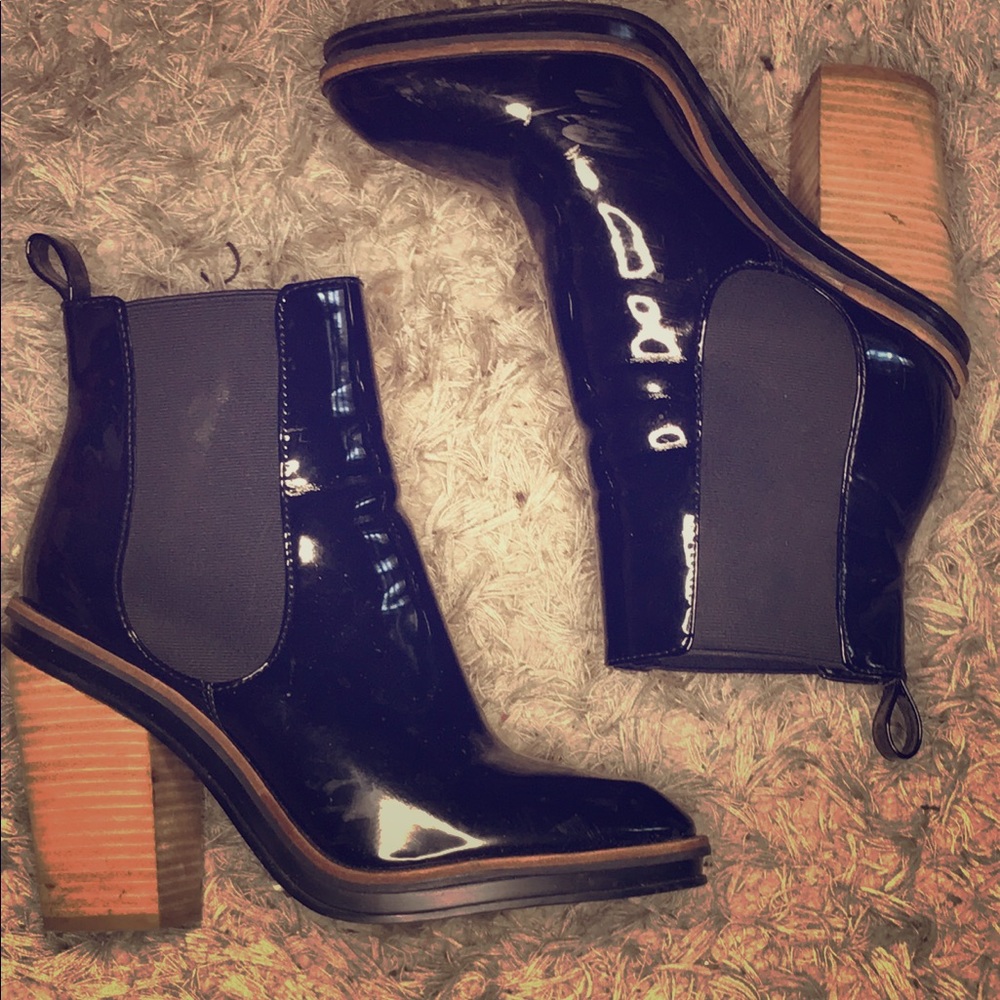 Black patent booties